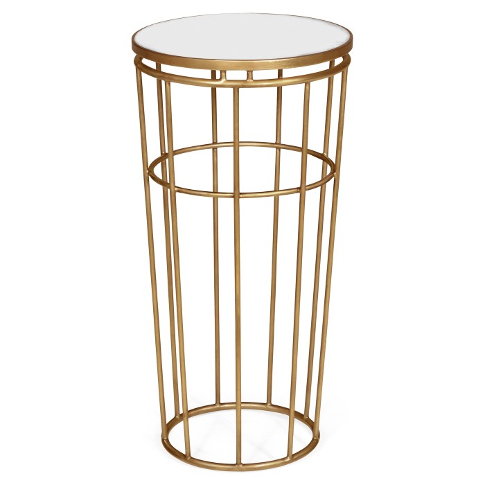 Gilded Iron Round End Table with An Antique Glass Top