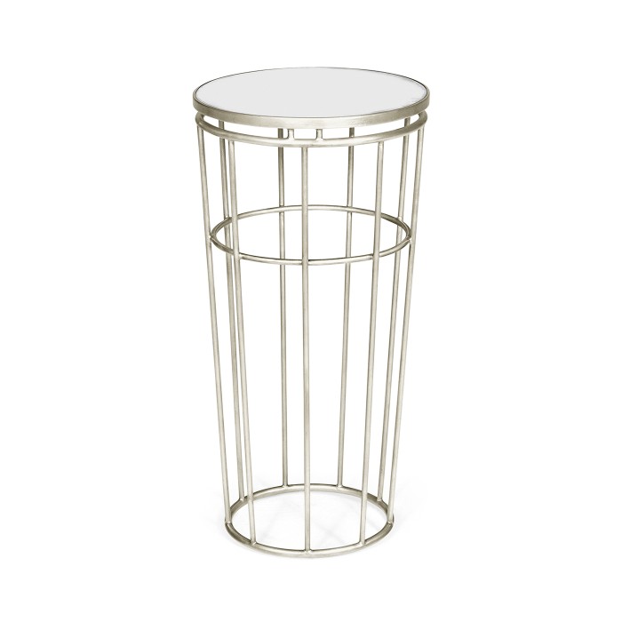 Silver Iron Round End Table with An Antique Glass Top