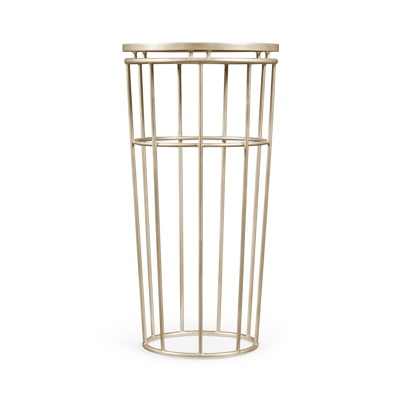 Silver Iron Round End Table with A Black Glass Top