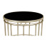 Silver Iron Round End Table with A Black Glass Top