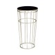 Silver Iron Round End Table with A Black Glass Top