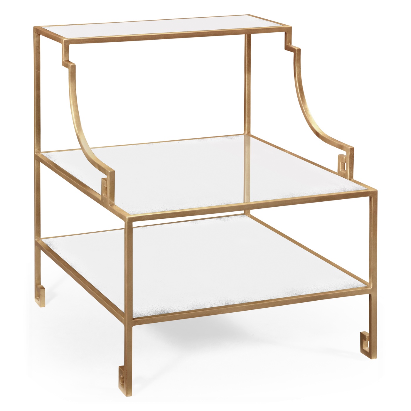 Three-tier gilded iron end table