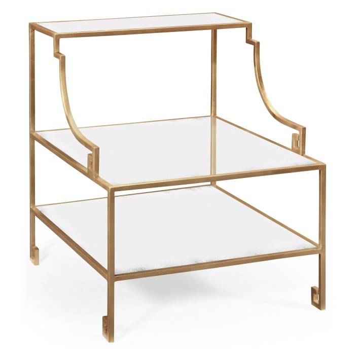 Three-tier gilded iron end table