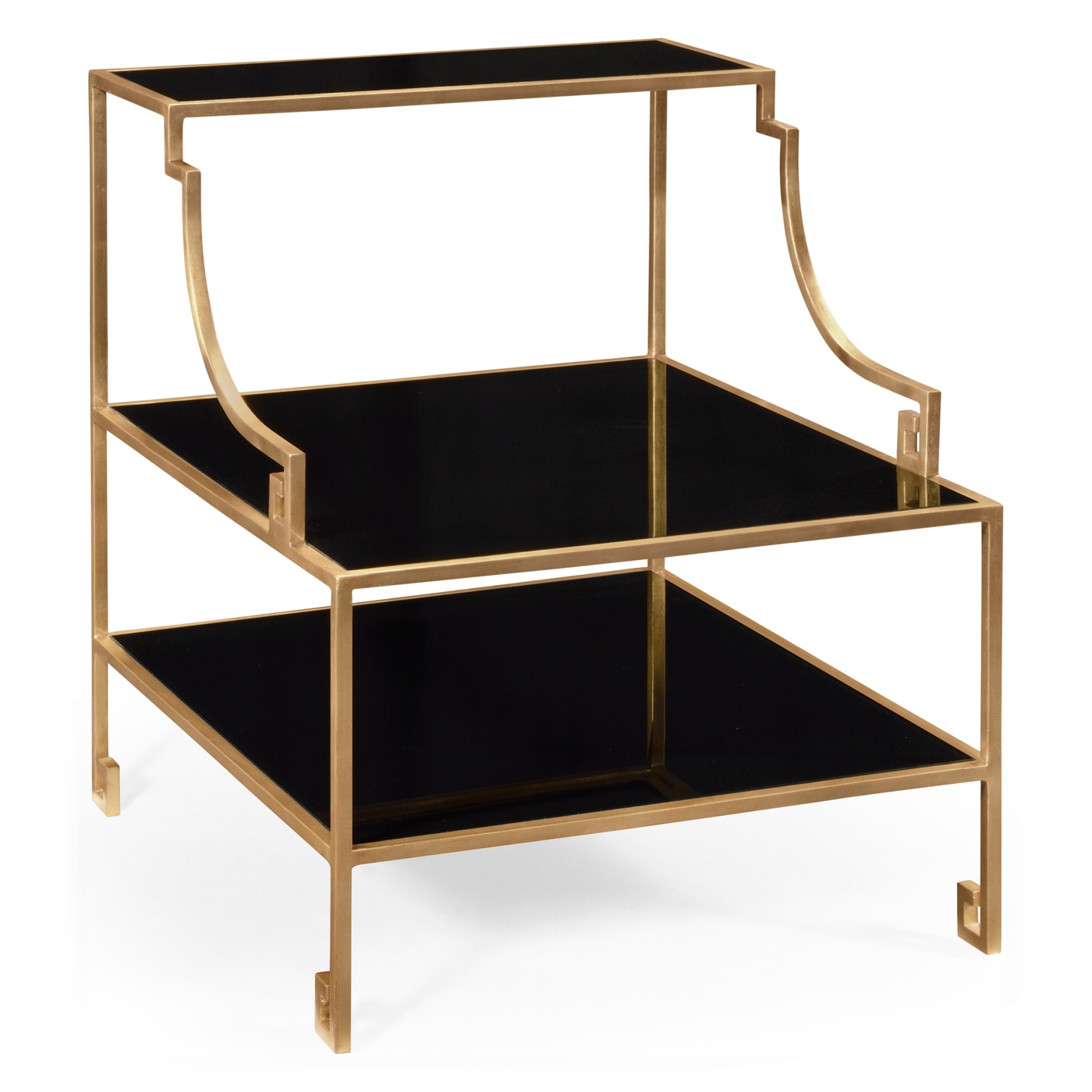 Three-tier gilded iron end table