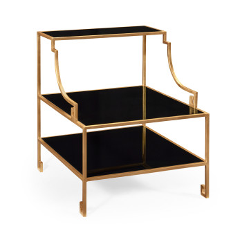 Three-tier gilded iron end table