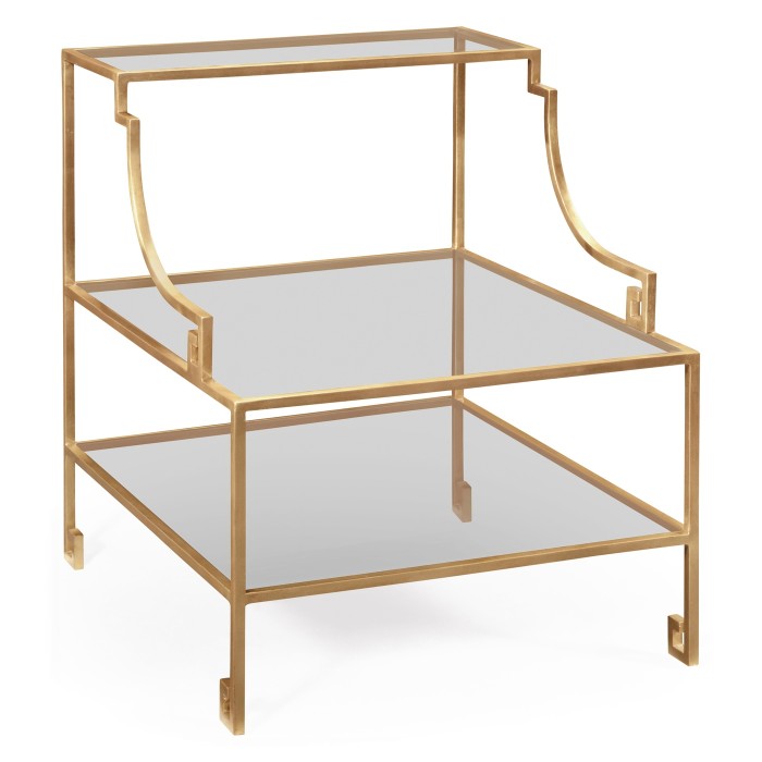 Three-tier gilded iron end table