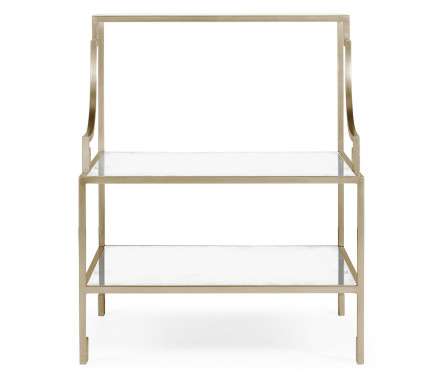 Three-tier silver iron end table