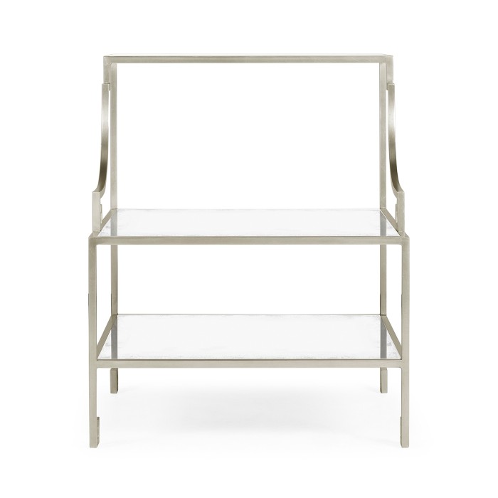Three-tier silver iron end table
