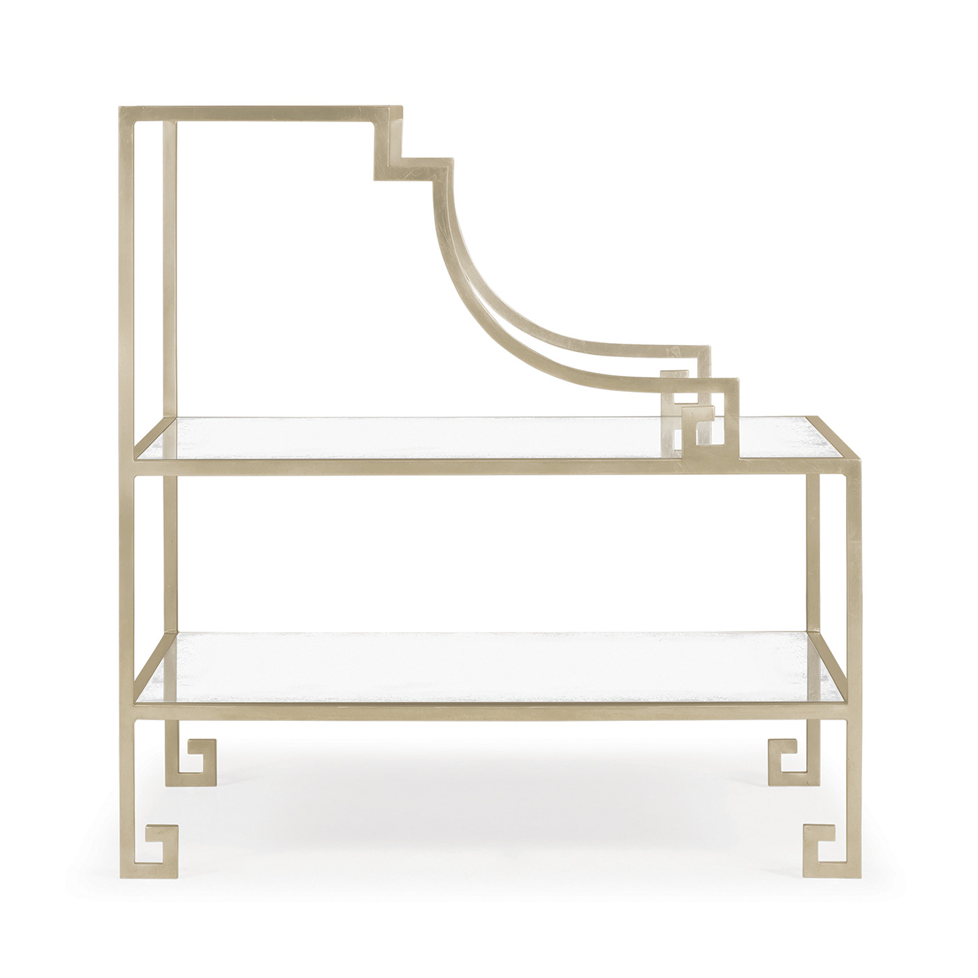 Three-tier silver iron end table