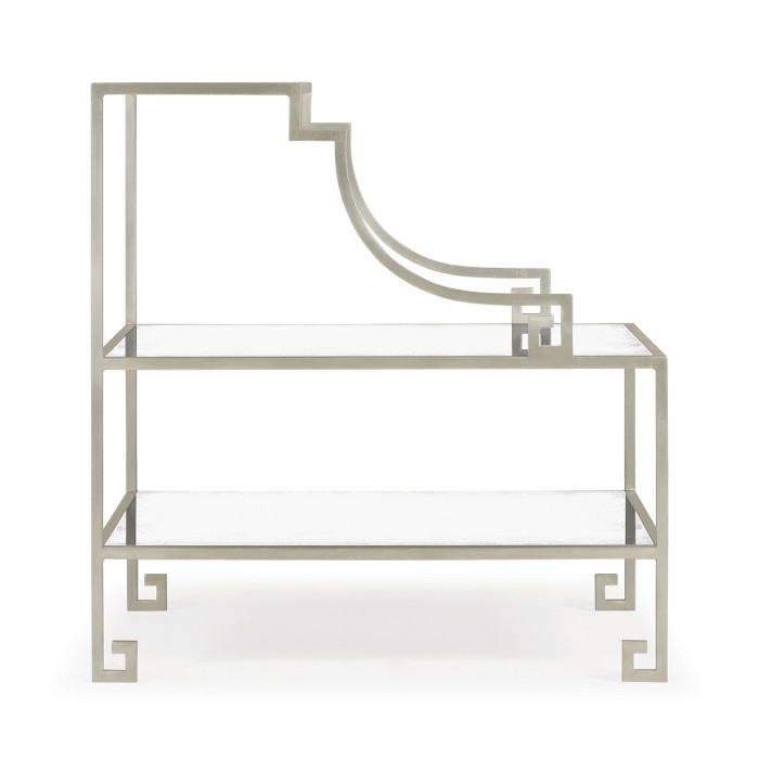 Three-tier silver iron end table