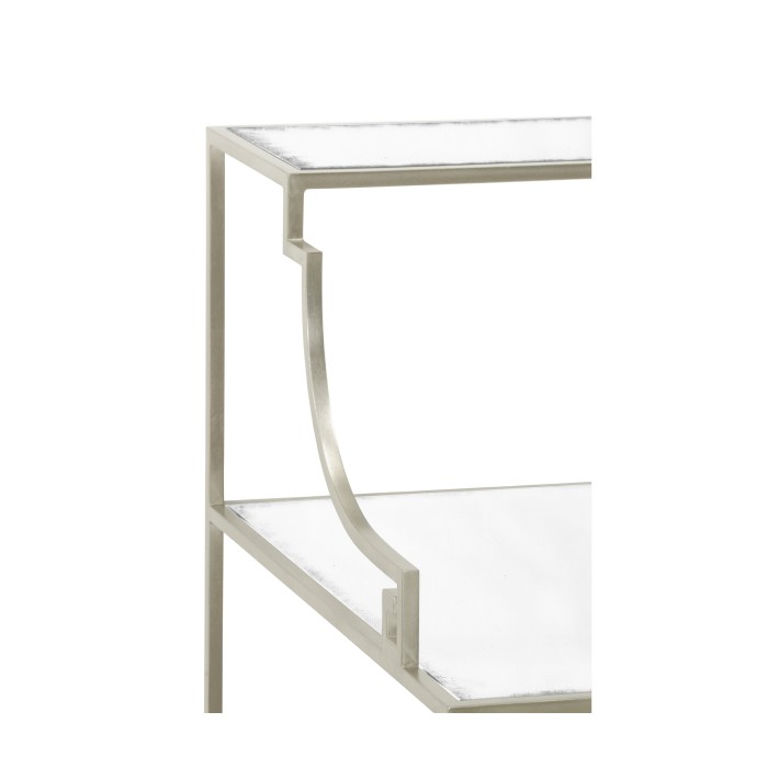 Three-tier silver iron end table