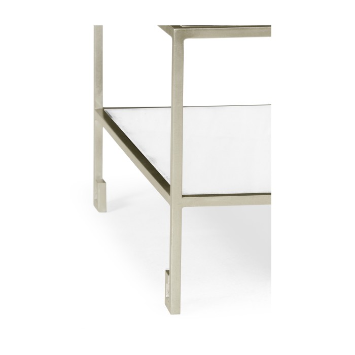 Three-tier silver iron end table