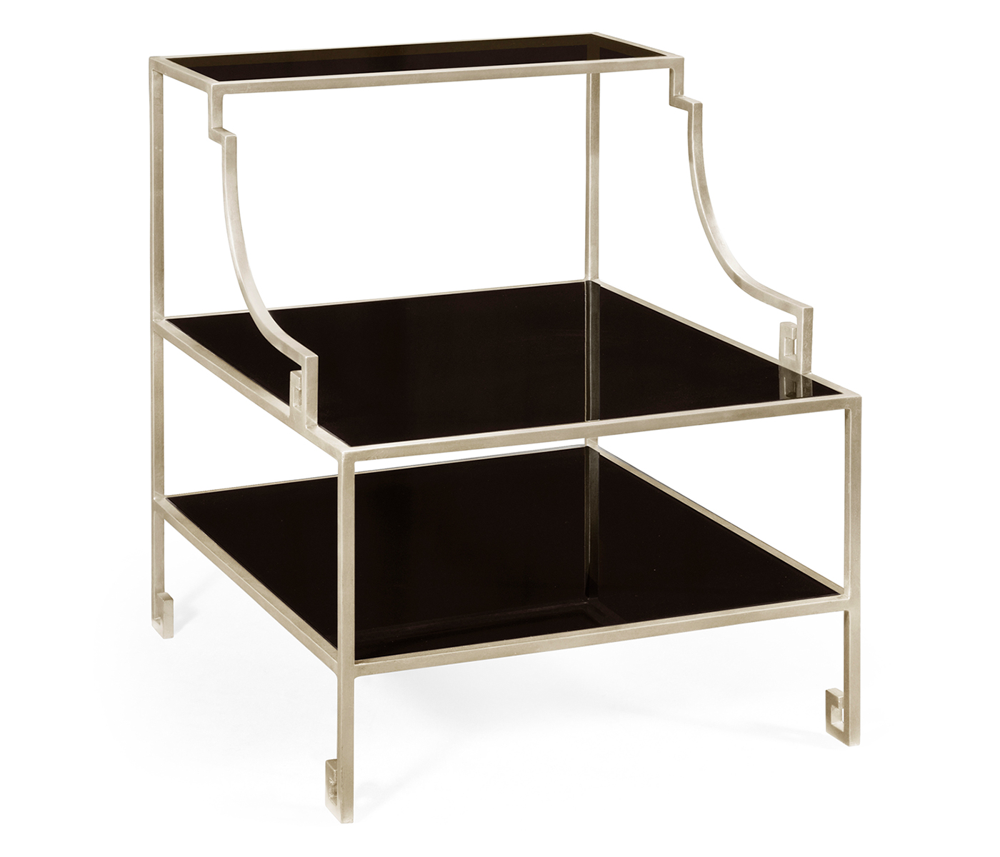 Three-tier silver iron end table