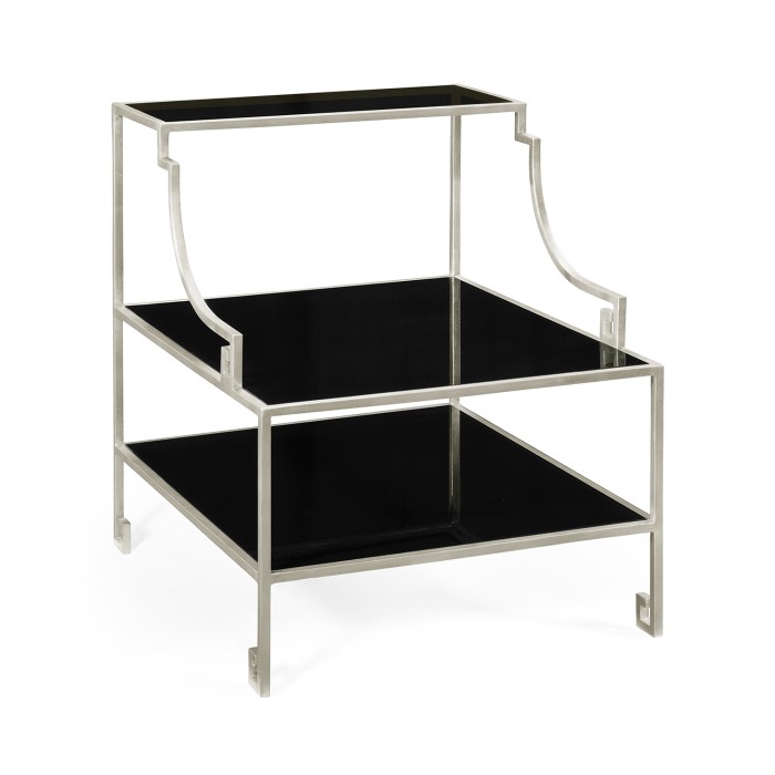 Three-tier silver iron end table