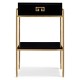 Gilded Iron End Table with Smoky Black Drawer