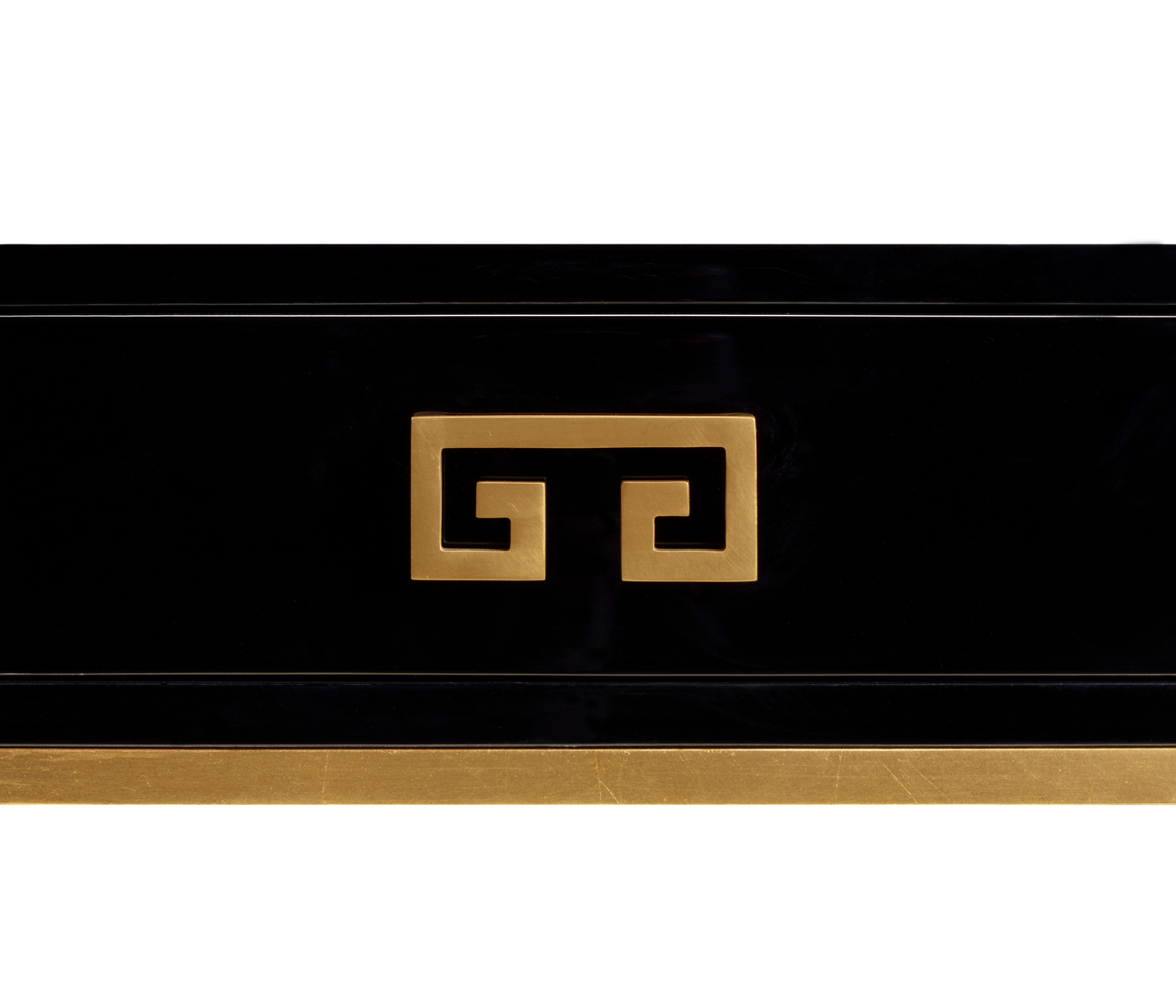 Gilded Iron End Table with Smoky Black Drawer