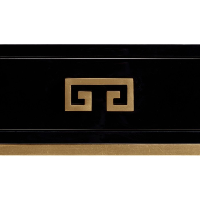 Gilded Iron End Table with Smoky Black Drawer