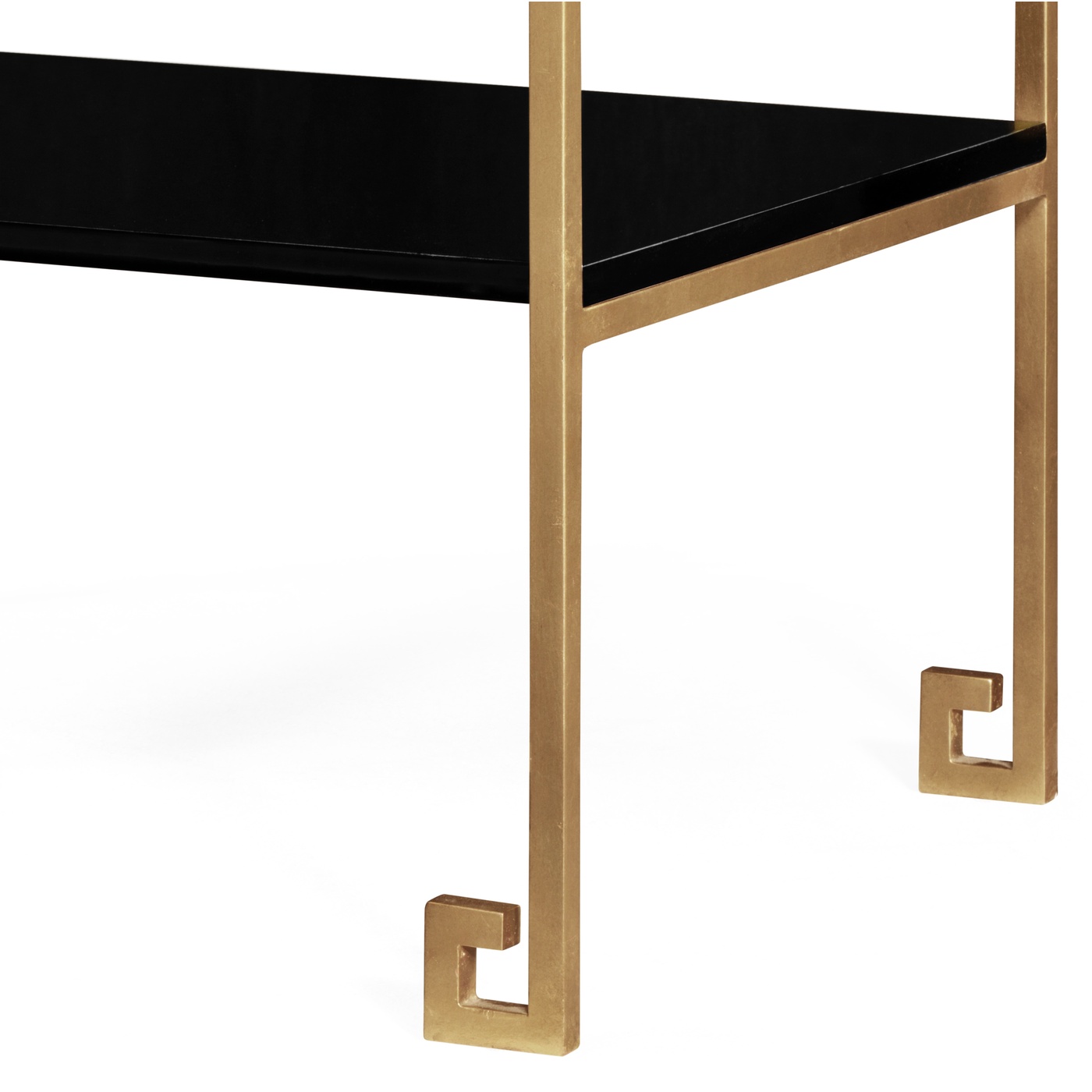 Gilded Iron End Table with Smoky Black Drawer