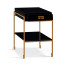Gilded Iron End Table with Smoky Black Drawer