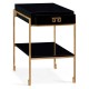 Gilded Iron End Table with Smoky Black Drawer