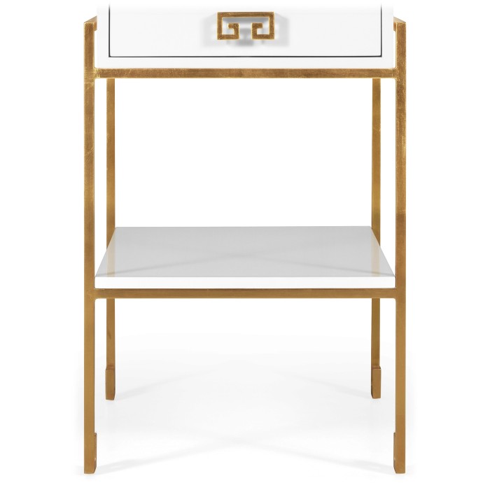 Gilded Iron End Table with Biancaneve Drawer