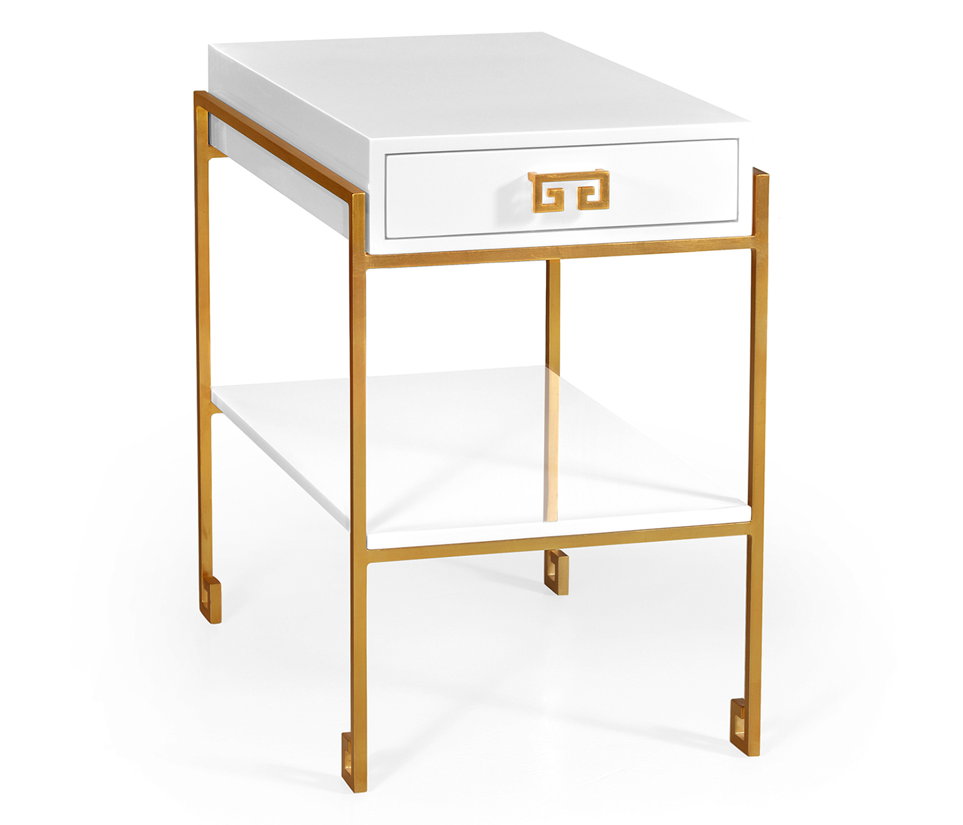 Gilded Iron End Table with Biancaneve Drawer