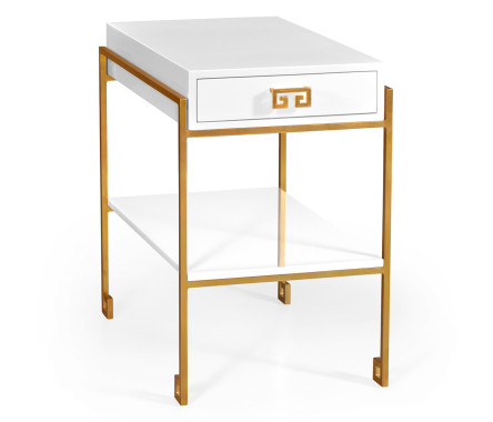 Gilded Iron End Table with Biancaneve Drawer