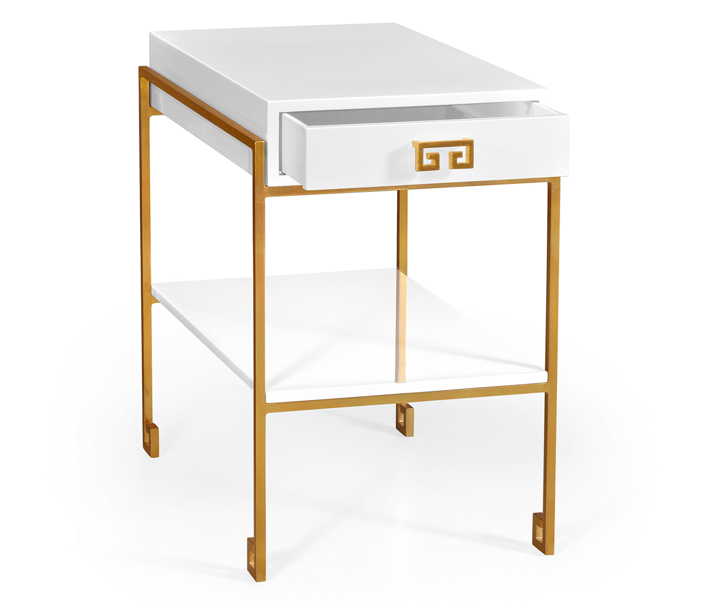 Gilded Iron End Table with Biancaneve Drawer