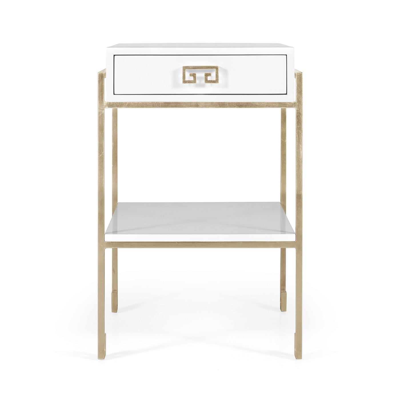 Silver Iron End Table with Biancaneve Drawer