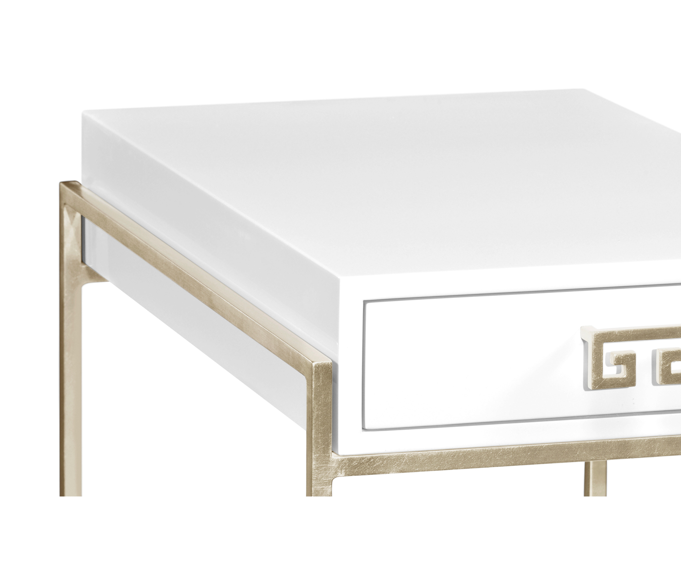 Silver Iron End Table with Biancaneve Drawer
