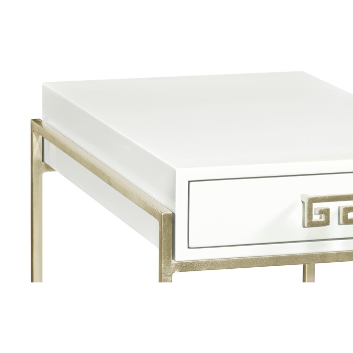 Silver Iron End Table with Biancaneve Drawer