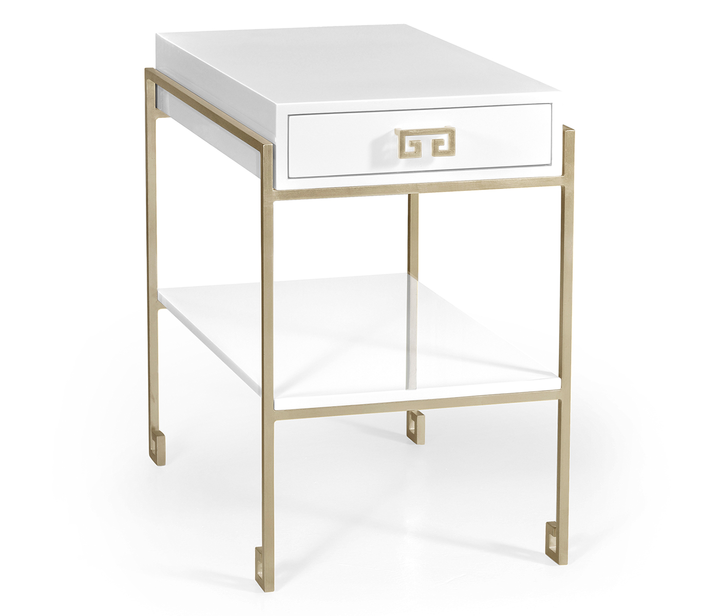 Silver Iron End Table with Biancaneve Drawer