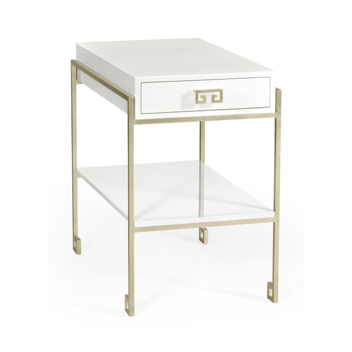 Silver Iron End Table with Biancaneve Drawer