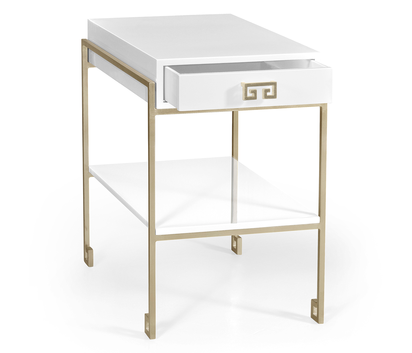Silver Iron End Table with Biancaneve Drawer