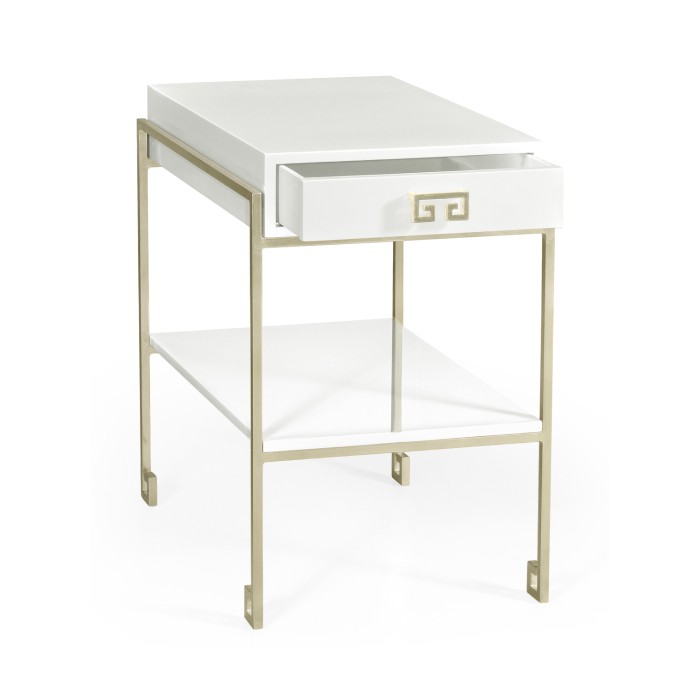 Silver Iron End Table with Biancaneve Drawer