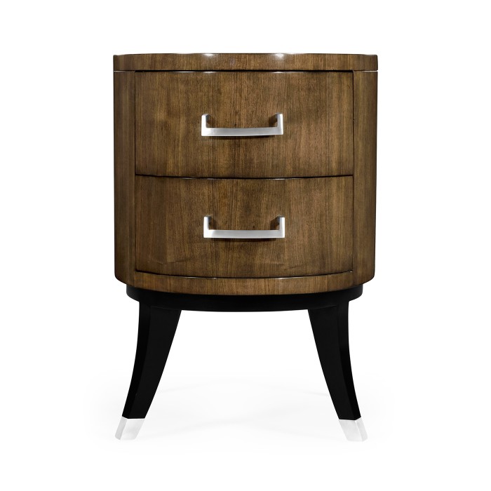 Oval chest of drawers in American walnut