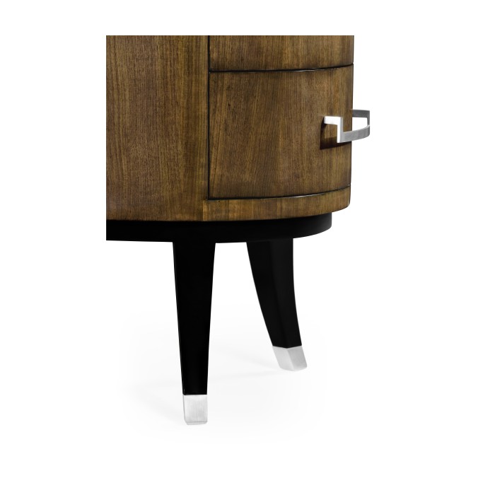 Oval chest of drawers in American walnut