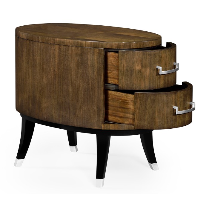 Oval chest of drawers in American walnut