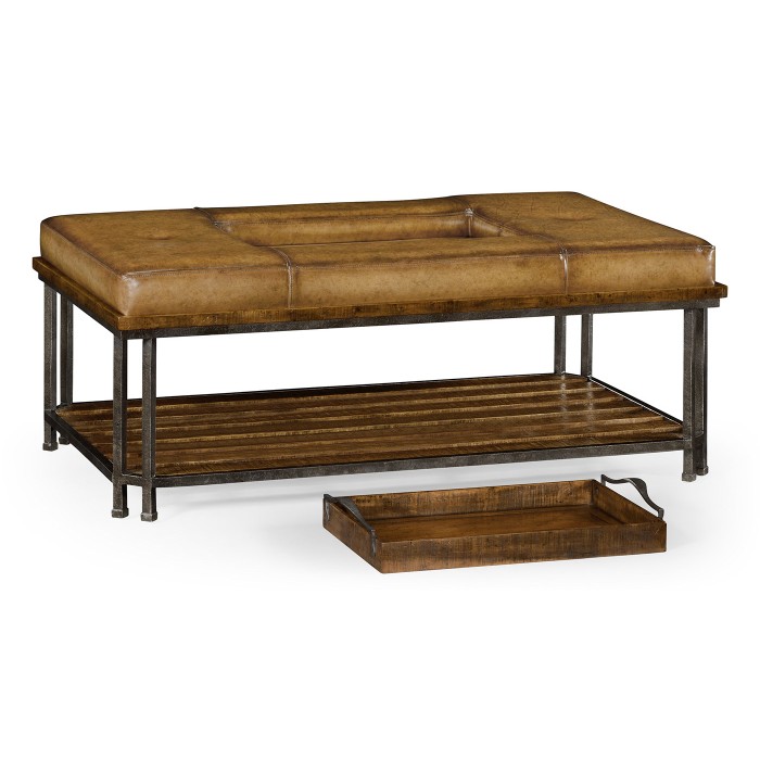 Country Walnut Cocktail Ottoman