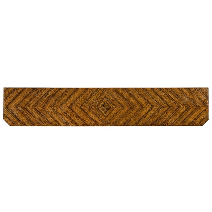 Country walnut console with strap handles