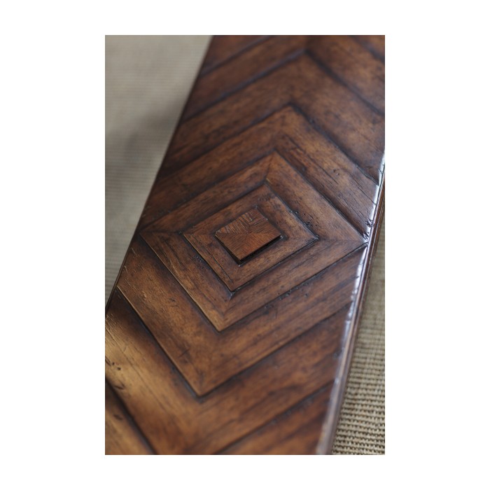 Country walnut console with strap handles
