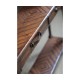 Country walnut console with strap handles