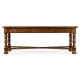Country Walnut Parquet Coffee Table with Strap Handles