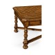 Country Walnut Parquet Coffee Table with Strap Handles
