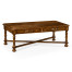 Country Walnut Parquet Coffee Table with Strap Handles