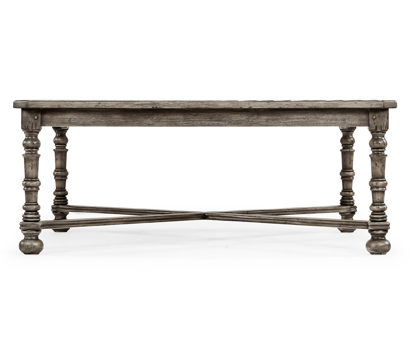 Antique Dark Grey Large Square Parquet Coffee Table