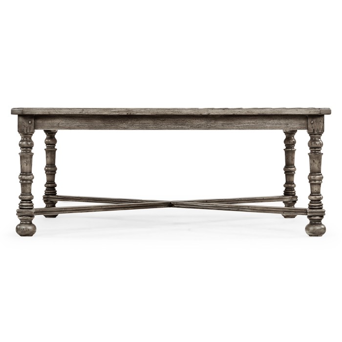 Antique Dark Grey Large Square Parquet Coffee Table