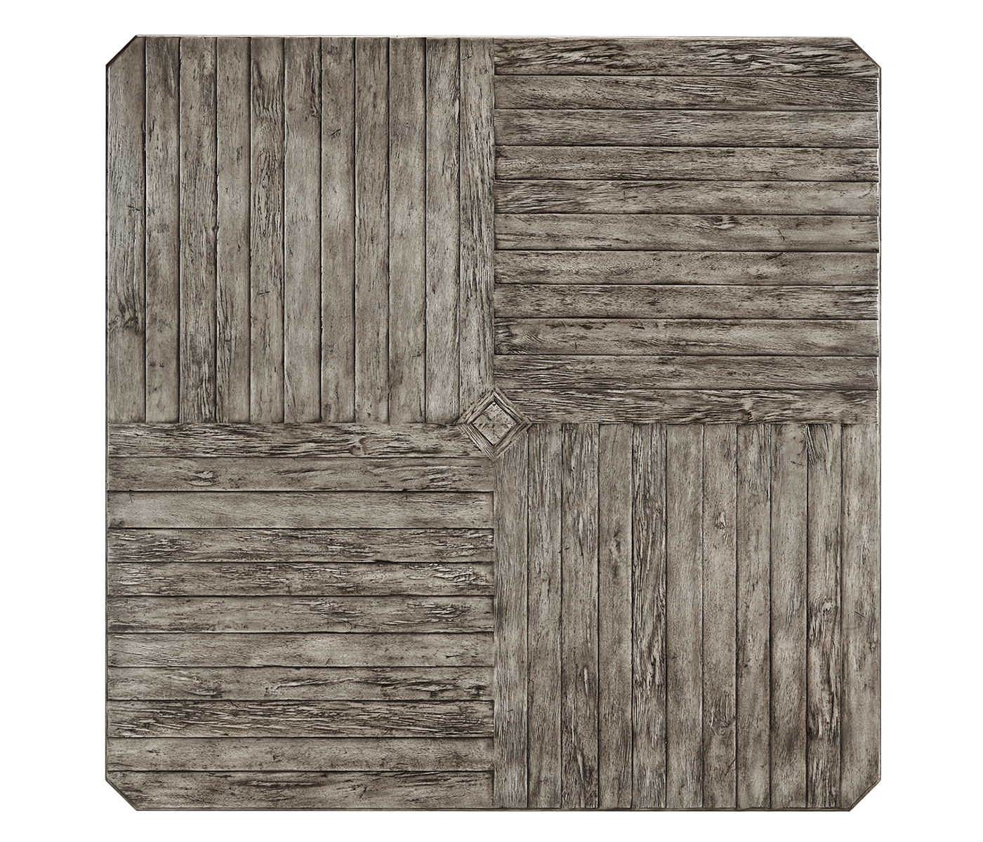 Antique Dark Grey Large Square Parquet Coffee Table