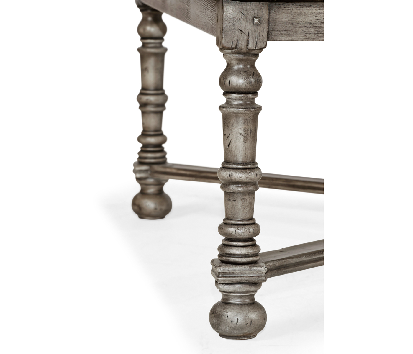 Antique Dark Grey Large Square Parquet Coffee Table