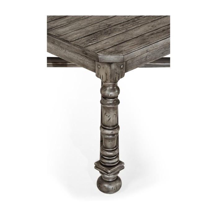Antique Dark Grey Large Square Parquet Coffee Table
